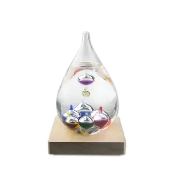 

Tear Drop Shaped High Borosilicate Glass Galileo Thermometer Measures Temperatures with 10 Multi-Colored Spheres Home Decoration