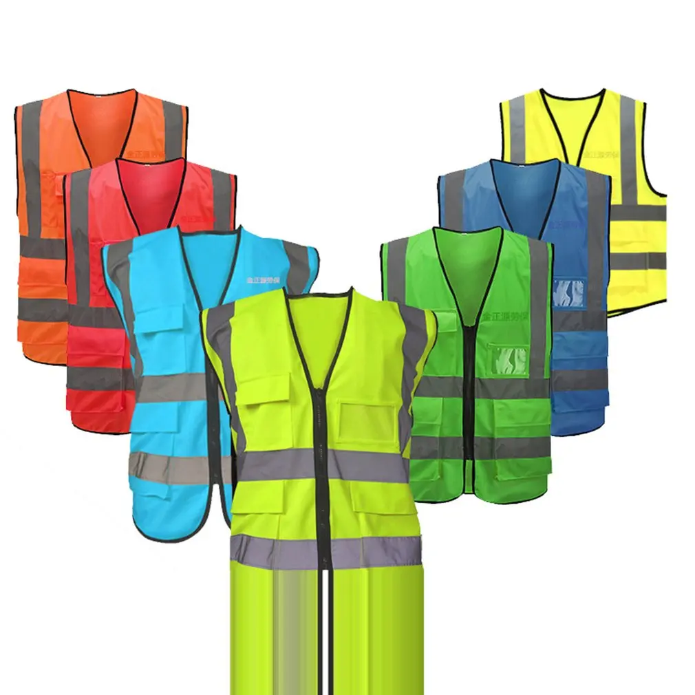 Светоотражающий жилет с несколькими карманами для езды на дорогах защитный