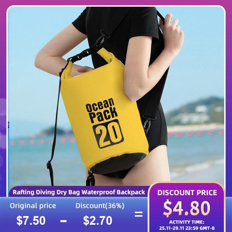 2L-30L Bucket Outdoors Waterproof Backpack Bag  Portable Rafting Diving Dry Bag Sack PVC Swimming Bags for River Trekking