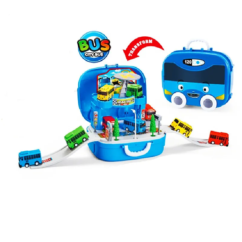 Anime Coreano Tayo The Little Bus Parcheggio Garage City Bus Station Bag Box Modello Con 2 Mini Tayo Car Kids Regalo Di Natale