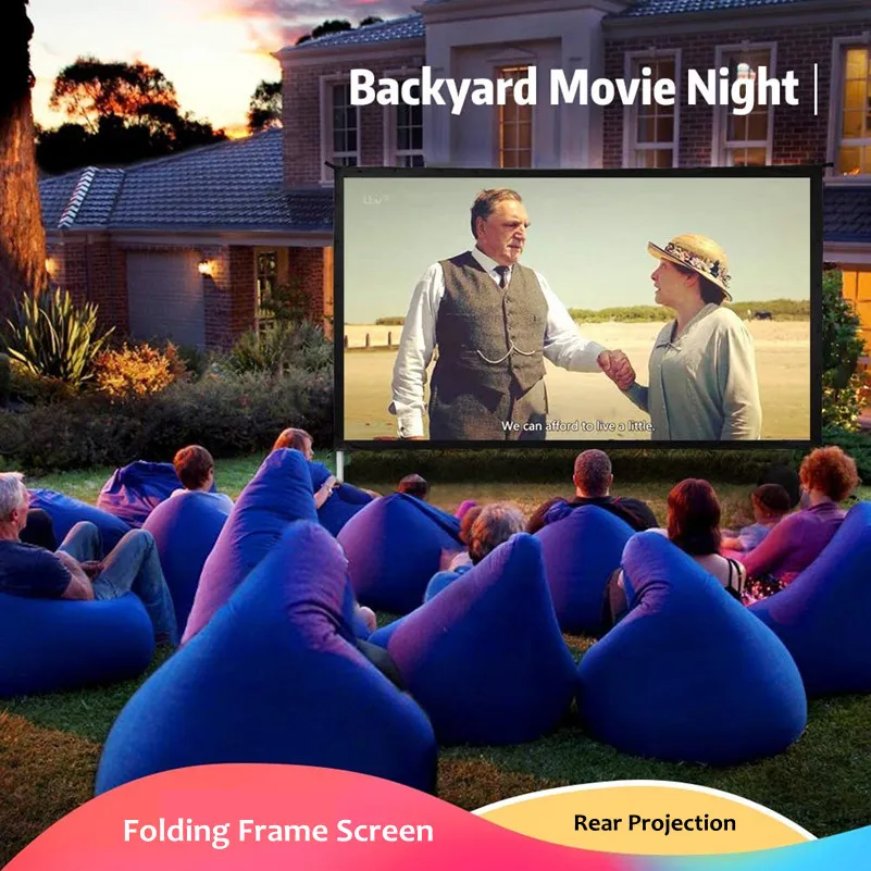 Portable Fast Fold Projector Screen Indoor Outdoor Rear Projection ...
