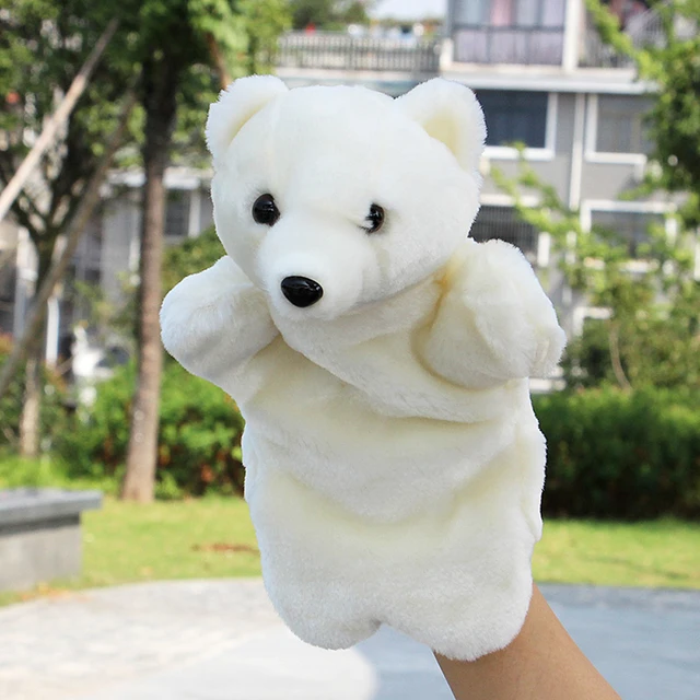 Cute Polar Bear Hand Puppet Baby Kids Developmental Soft Doll Plush Toy Baby Birthday Gifts Develop Imagination Creativity Game 1