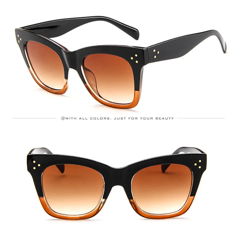 RBROVO модные квадратные солнцезащитные очки женские дизайнерские роскошные женские/мужские солнцезащитные очки Классические винтажные уф400 уличные очки - Цвет линз: BlackTea