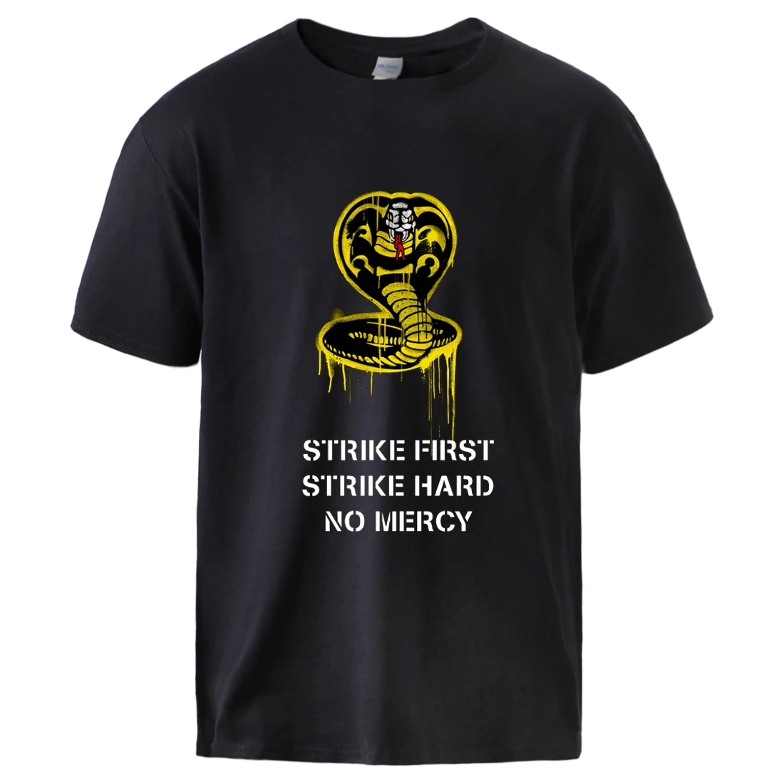 

Cobra Kai Print Cotton T-shirts for Man Summer Short Sleeve Tee Strike Hard No Mercy Fashion Hip Hop Loose Streetwear Tee shirts