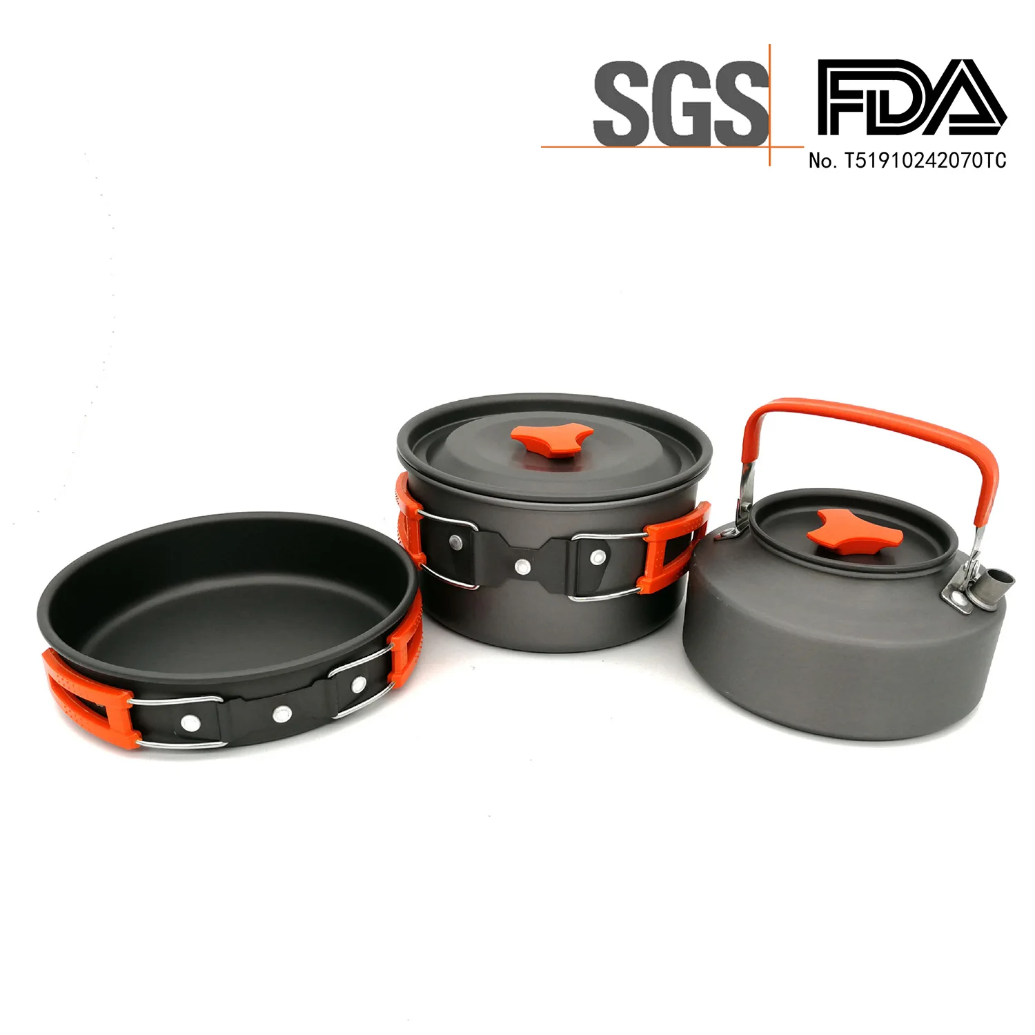 

Outdoor Camping Pot Set Tea Pot Set 2-3 People Pot Set with Tea Pot Coying Utensils 3pcs Set