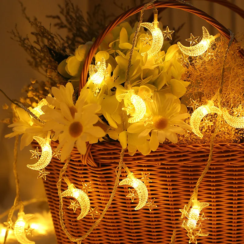 

LED Star Moon Lighting Chain INS Stars Moon And Stars Christmas Holiday Lamp Decorative Lights