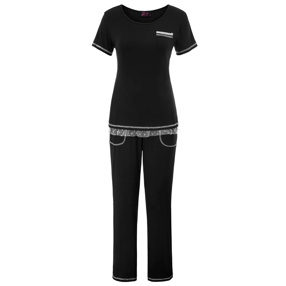 Comfy Tops+pants Pajama set Short sleeve Long Cotton Sleepwear Nightwear Loungewear Casual