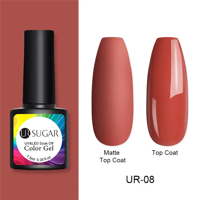 pink8 Ur Sugar 7,5 мл матовый цветной УФ-гель для ногтей чистый лак для ногтей матовое верхнее покрытие замачиваемый Гель-лак для дизайна ногтей маникюрный лак основа сделай сам - Цвет: pink8