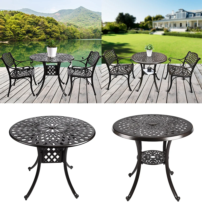 

Outdoor Bistro Aluminum Dining Table Patio Furniture Cast All-Weather End Table