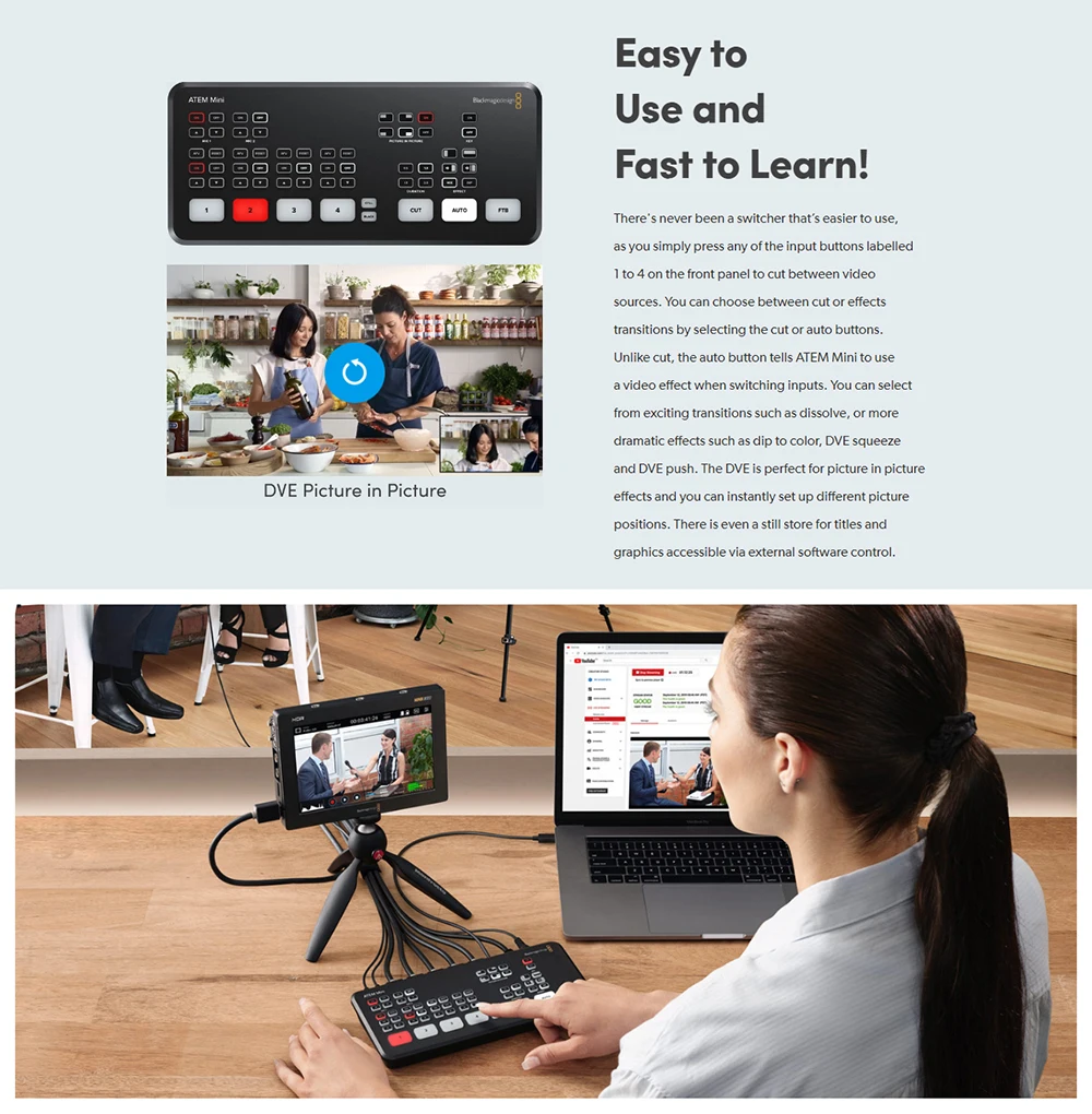 Blackmagic Design ATEM Mini Pro HDMI переключатель потока в реальном времени многоэкранный и