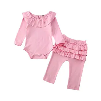 

Emmababy Newborn Baby Girl Outfits Clothes Long Sleeve Ruffles Bodysuit Top Ruffle Pants Leggings Set Spring Autumn
