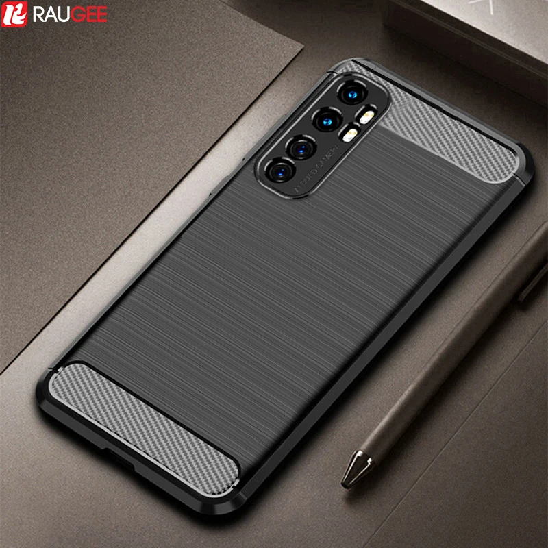 Армированный чехол для Xiaomi Mi Note 10 Lite бампер ударопрочный из углеродного волокна
