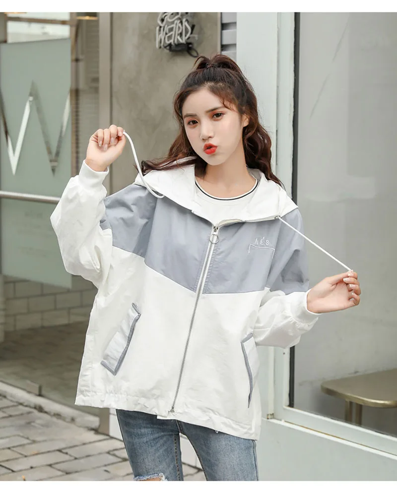 Women's Autumn Spliced Jacket Coat Ins Korean Wild Spring and Autumn New Harajuku Wind Loose Jacket Bf Baseball Uniform ML083