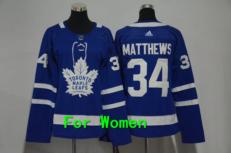 Женская одежда для взрослых с вышивкой Toronto Maple#91 John Tavares 34 Auston Matthews 16 Mitchell Marner Jersey