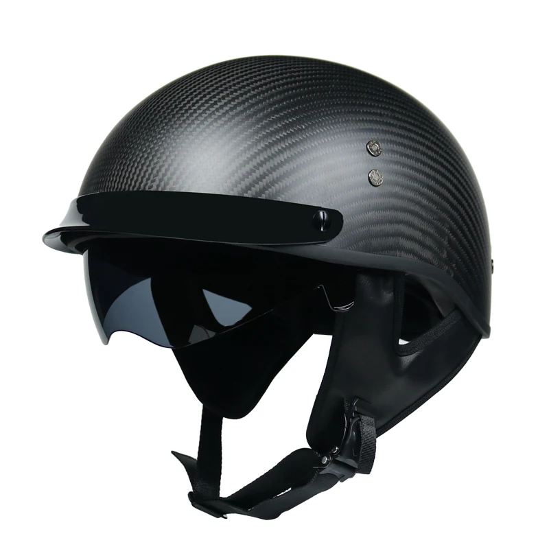  New Retro Carbon Fibre Helmets for women and men Motorcycle half helmet Electric safety with Bongrace | Автомобили и мотоциклы