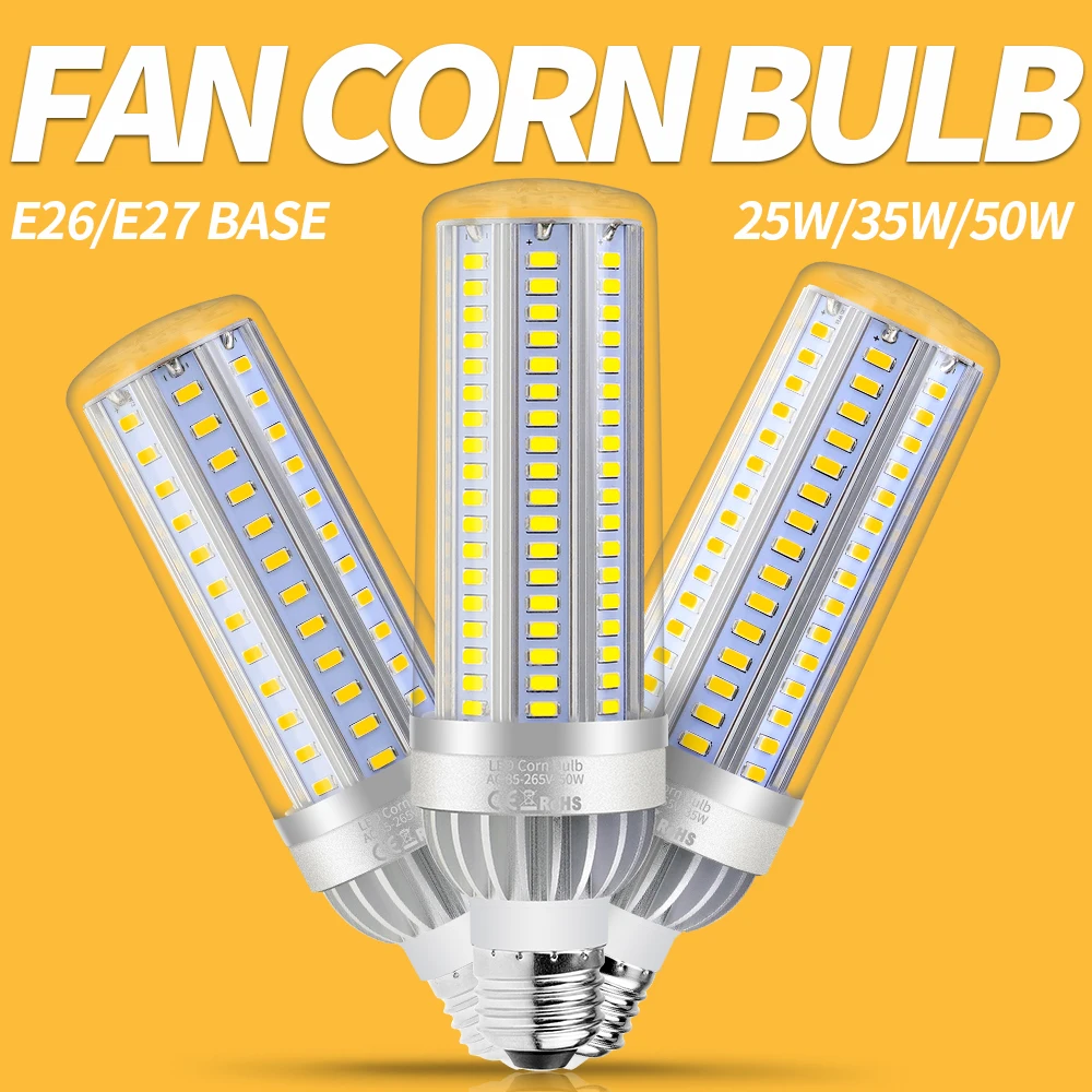 

Corn Lamp E26 LED Lamp E27 220V LED Bulb 50W 35W 25W Lampara LED Lighting No Flicker 110V Light Bulb For Workshop Warehouse 5730