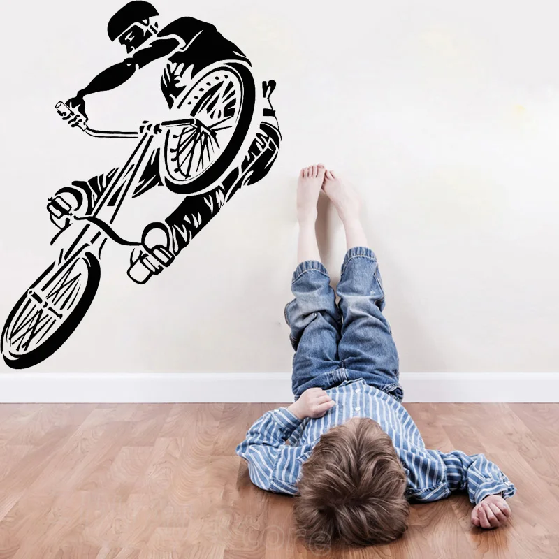 Extreme Sport Cycle Wall Stickers Cycling Decal Cyclist Mural Bike Home