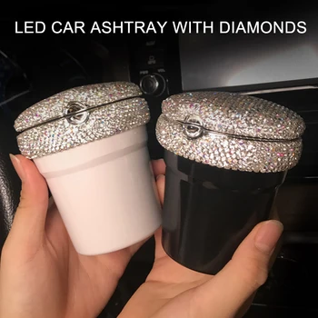

Portable Auto Car Cigarettes Ashtray Ash Tray Crystal Smokeless Stand Cylinder Cup Holders F-Best