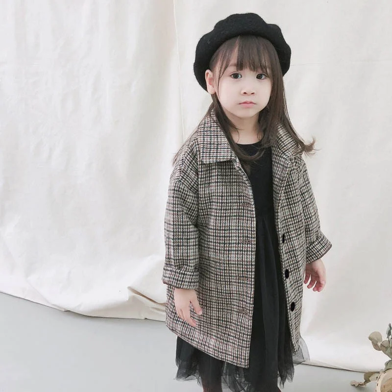Детская зимняя теплая куртка для маленьких девочек Толстая Однобортный дизайн, верхняя одежда в клетку для детей, куртка-ветровка мы