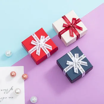 

1 PC Jewelry Box for Engagement Ring Earrings Necklace Square Bowknot Jewelry Organizer Display Gifts Box Holder
