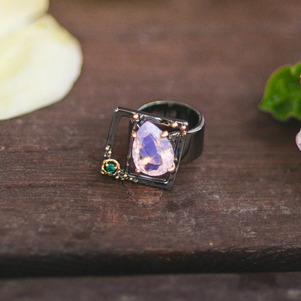 Pink stone ring (10)