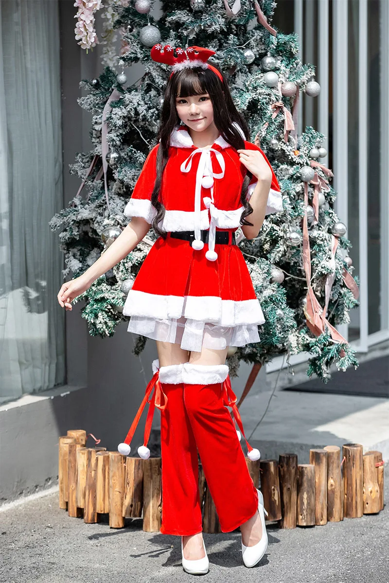 Вечерние платья Рождественский наряд Рождественский костюм красный бархат Санта Клаус нарядное платье плащ с капюшоном накидка Женская Косплей праздничная одежда - Цвет: SD189