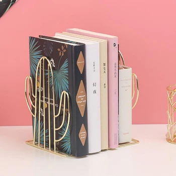 

2PCS Creative Metal Bookends Book Support Stand Desk Organizer Storage Holder