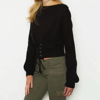 

Women Sweaters Pullovers Autumn Winter Long Sleeve Pull Femme Solid Pullover Female White