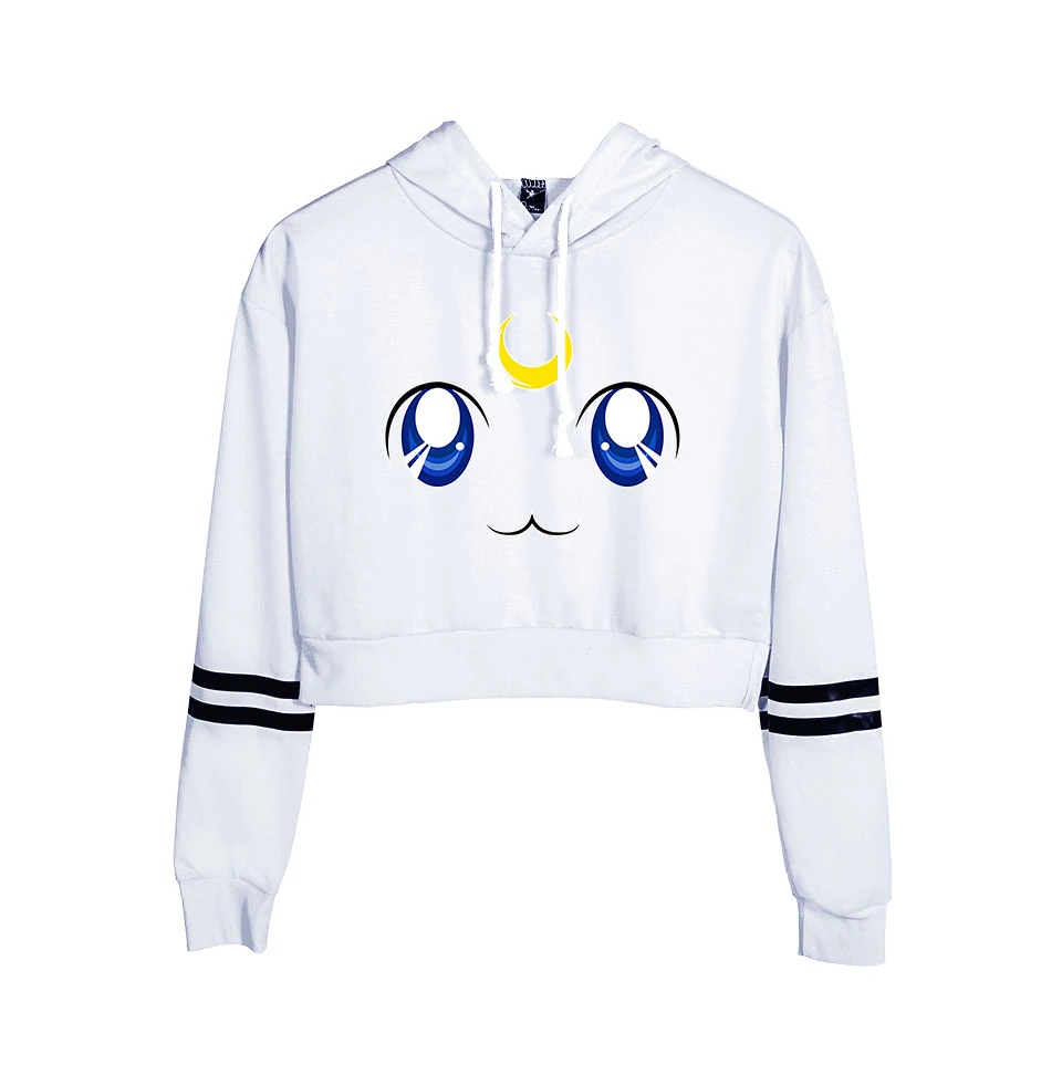 Sailor Moon3D print Sexy Crop Top Women Hoodies Harajuku Spring Hot Sale Casual Hoodies Sweatshirts Plus Size