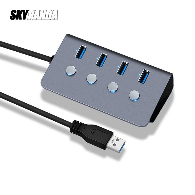 

Sub-control Switch 4-Port USB 3.0 HUB Aluminum Alloy 60/100/150cm Cable Upto 5Gbps Multi USB Splitter For Desktop Laptop