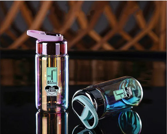 Nano зеркальная красочная стеклянная бутылка для воды креативная взрывобезопасная портативная милая пара Студенческая Спортивная бутылка для чая и воды подарок