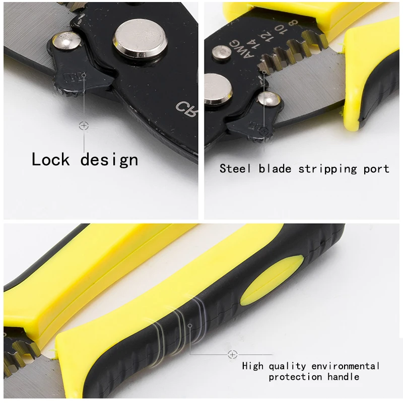 Автоматический кабельный обжимной Стриппер для зачистки инструмент для зачистки проводов кусачки для снятия изоляции регулируемые плоскогубцы резак 8/10/12/14AWG