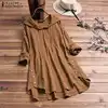 ZANZEA Women Blouse 2022 Autumn Plaid Checked Hoodies Long Sleeve Shirt Casual Linen Tunic Tops Hooded Blusas Chemise Femme 5XL ► Photo 2/6