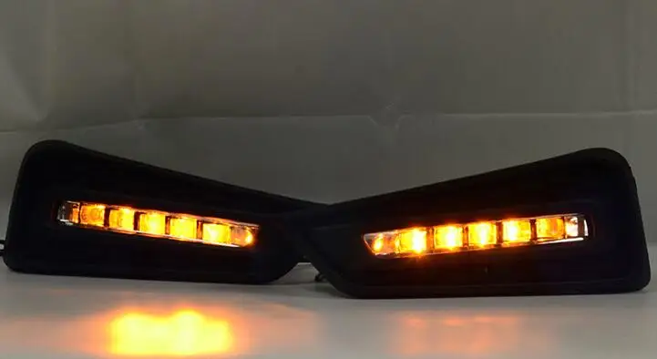 Дизайн светодиодный дневные ходовые огни для Honda City противотуманная фара крышка drl с желтым сигналом поворота автомобиля Стайлинг