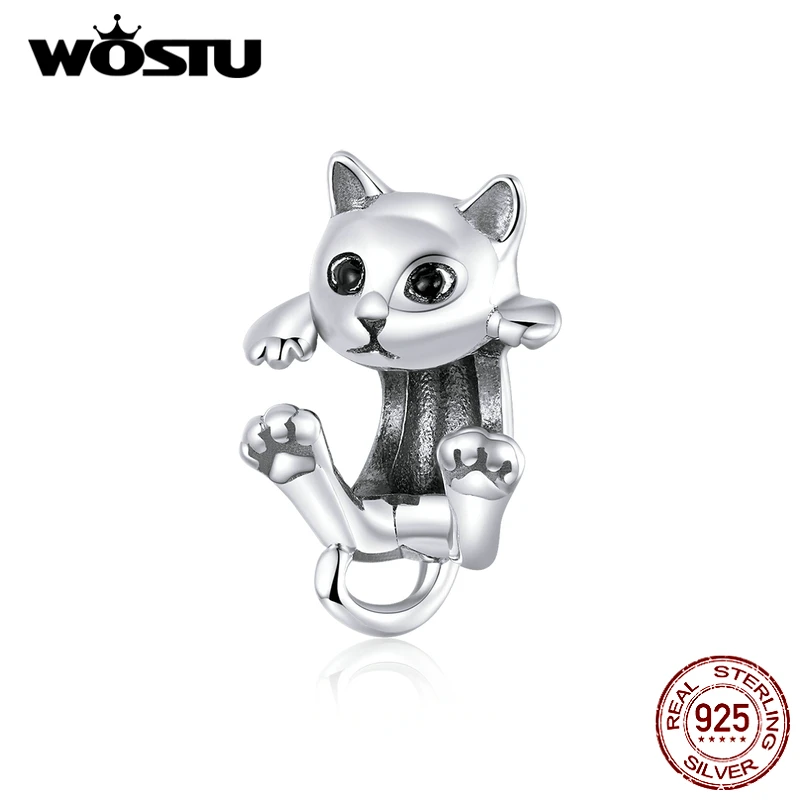 

WOSTU Jewelry Fit Original CAT Charms Bracelet Authentic 925 Sterling Silver Bead Fit Original DIY Bracelet Charms Jewelry Make