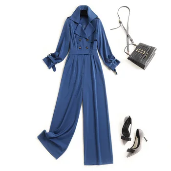 

Women's Fashion Solid Jumpsuit 2020 Early Autumn New Double Button Pocket Pants Office Lady Jumpsuits for Women Romper