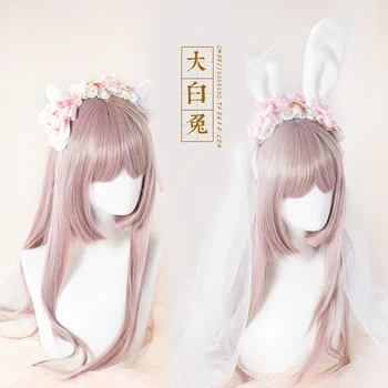 

Bow Biscuit Dessert Cute Plush Sweet of Rabbit Ears CAT Ears KC /Hair Bands Headdress White Rabbits Hand Made House Lolita