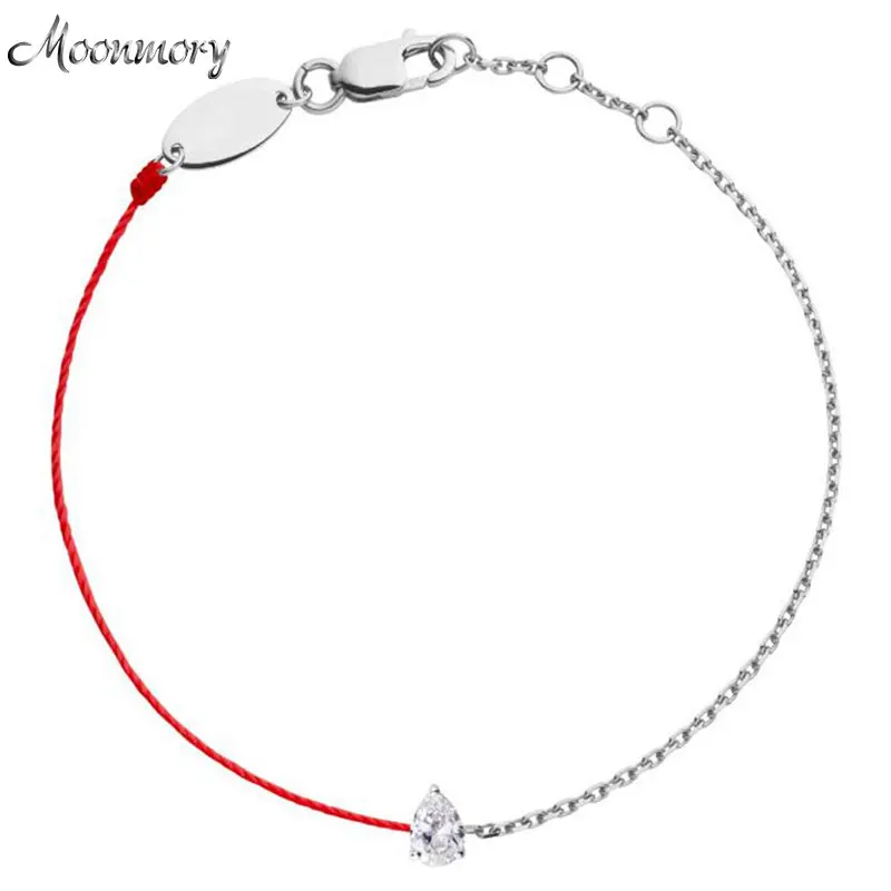Moonmory 925 CZ стерлингового серебра с украшением в виде крупных кристаллов Редлайн серебряный браслет половина