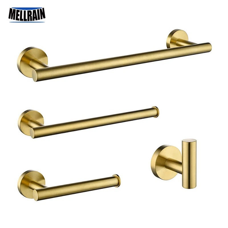 Bathroom Hardware Set Paper Towel Holder Toilet Paper Holder Towel Hook Clothes Hook Brush Gold Bathroom Hardware Accessories Set Towel Bar Paper Holder Towel Ring Robe Hook Round Classic Bathroom Fittings