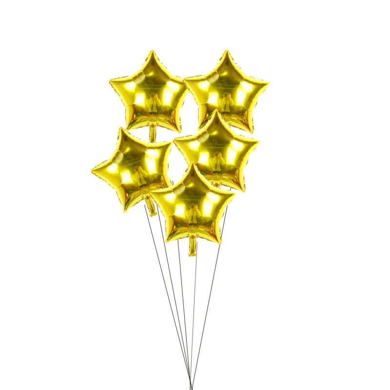 5 шт. 18 дюймов золотой синий шар звезда из фольги сердце Свадебные воздушные шарики праздник в честь рождения ребенка, Рождество Красный Зеленый Звезда Дети шарики на день рождения - Цвет: 5gold WJX