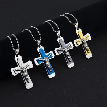 

2020 New Necklace for Men Jesus Crystal Cross Pendant Necklace Dark Knight Cross Necklace Fashion Jewelry Holiday Gift