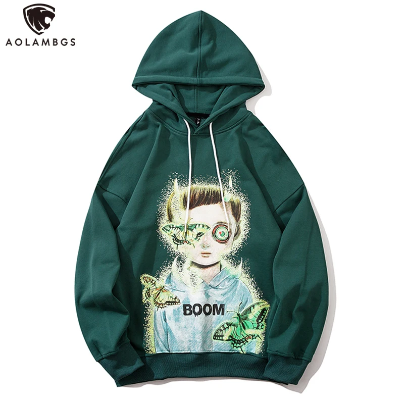 

Aolamegs Men's Print Hoodies Autumn Hooded Sweatshirts Couple Fashion Horror Boy Picture Pullover Young High Street Clothing