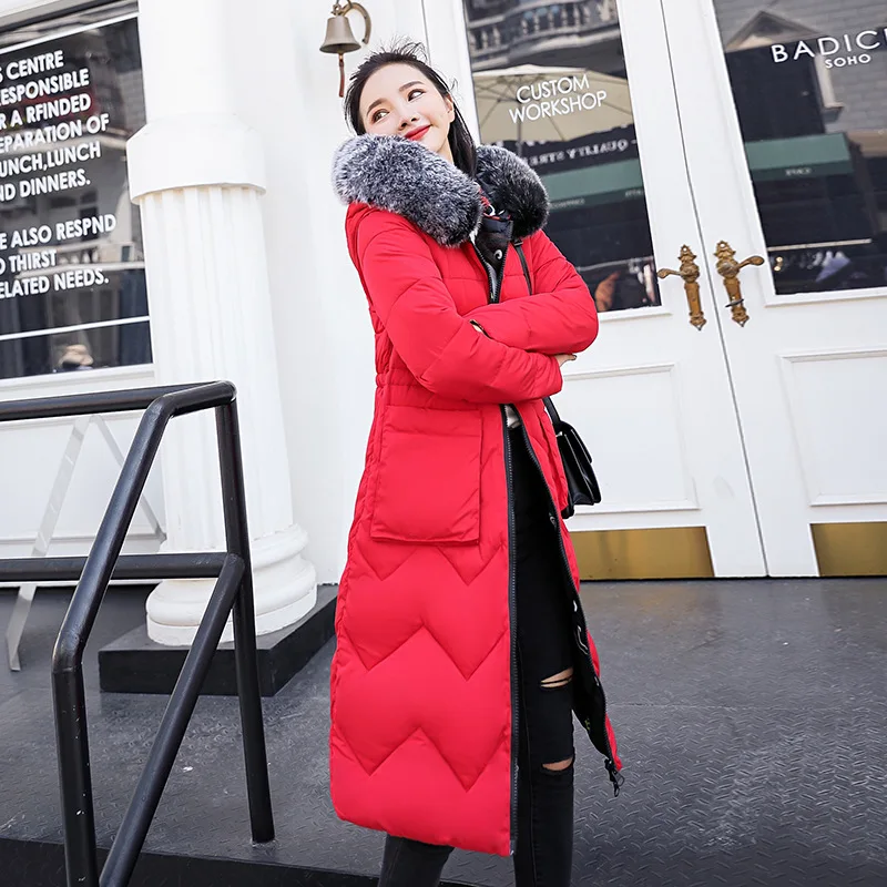 

2018 New Style Cotton-padded Clothes Women's Mid-length down Jacket Cotton-padded Clothes Korean-style Fashion Slim Fit Slimming