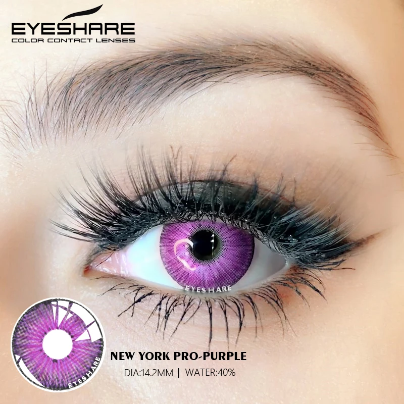 EYESHARE-lentillas de Color púrpura para ojos, 1 par, New York PRO