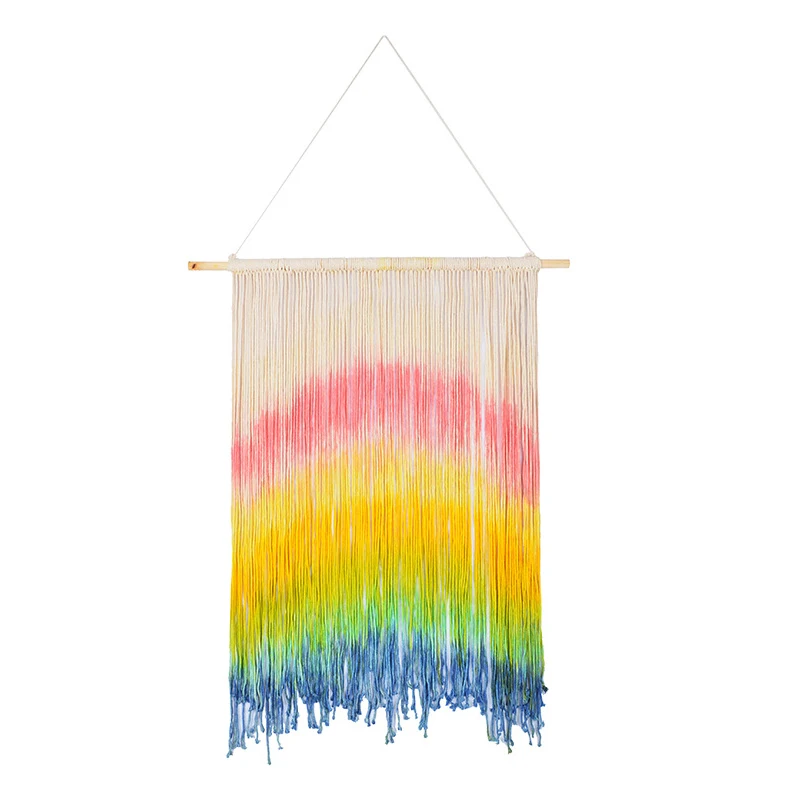 

Macrame Wall Hanging, Rainbow Colorful Handmade Woven Cotton Tapestry Wall Art Boho Bohemian Home Decoration for Bedroom, Dorm R