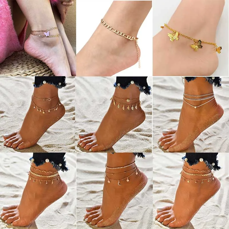 Vintage Butterfly Beach Foot Anklet For Women Bohemian Female Chain Anklets Summer Bracelet On the leg Jewelry Vintage Butterfly Beach Foot Anklet For Women Bohemian Female Chain Anklets Summer Bracelet On the leg Jewelry