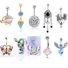 Очаровательный со стразами Подвеска из натурального камня Кольца для пупка Анти-аллергия Золото Нержавеющая сталь сексуальная леди пирсинг пупка ювелирные изделия для тела