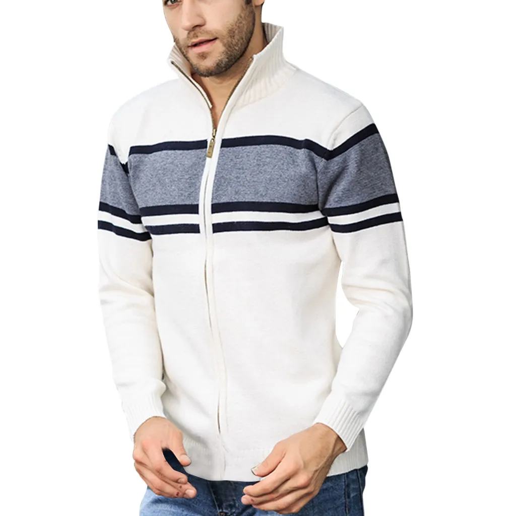 Модная мужская куртка Chaqueta Hombre, Осенний вязаный кардиган в стиле пэчворк, модная бейсбольная куртка на молнии