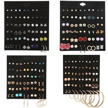 

30Pair/Lot Mixed Resin Flowers Pearl Moon Heart Lover Star Ear Stud Earrings Set Piercing Metal Lady Earring Sets Jewelry New