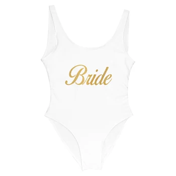 

Customized Swimsuits for Hen Party Bachelor Women Pool Party Print Your Own Logo Team Bride Maid of Honor One Piece Swimsuits